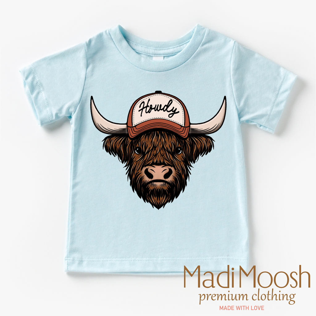 Howdy Highland Cow Western Shirt - Kids Country Tee