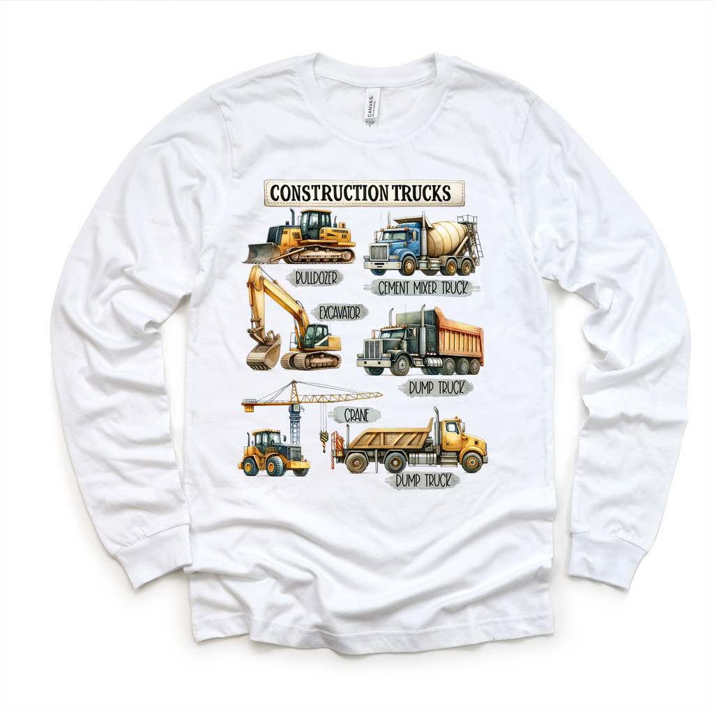 Construction Trucks Shirt - Kids Excavator, Bulldozer, Tee