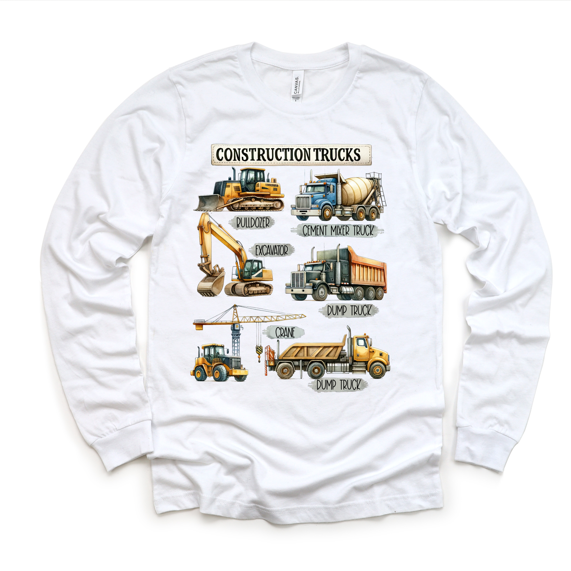 Construction Trucks Shirt - Kids Excavator, Bulldozer, Tee