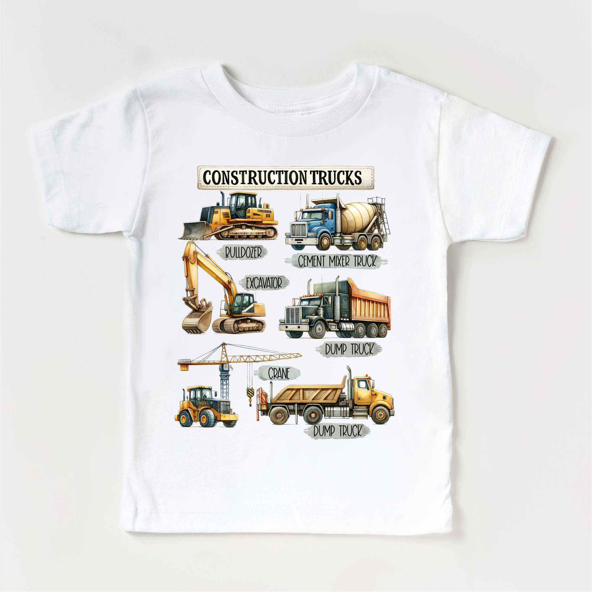 Construction Trucks Shirt - Kids Excavator, Bulldozer, Tee