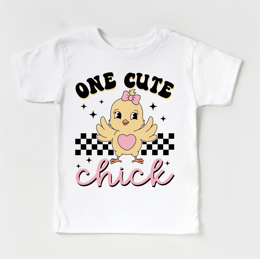 One Cute Chick Easter Shirt - Girls Retro Easter Tee
