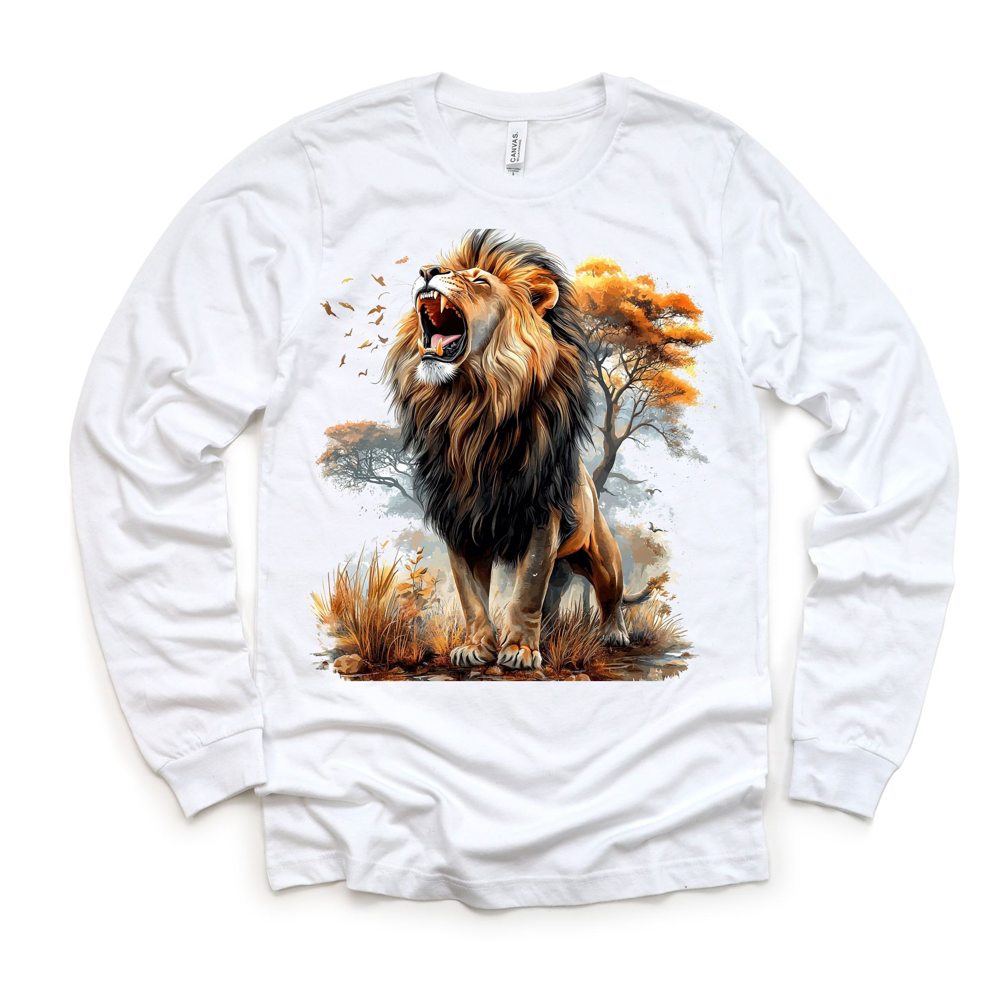 Retro Lion Jungle Watercolor Nature Scene Shirt - Kids Tee