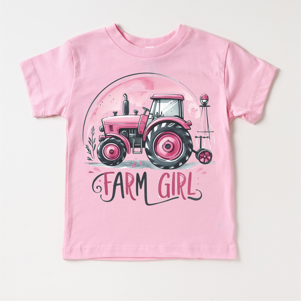 Farm Girl Pink Tractor Shirt - Girls Tractor Shirt
