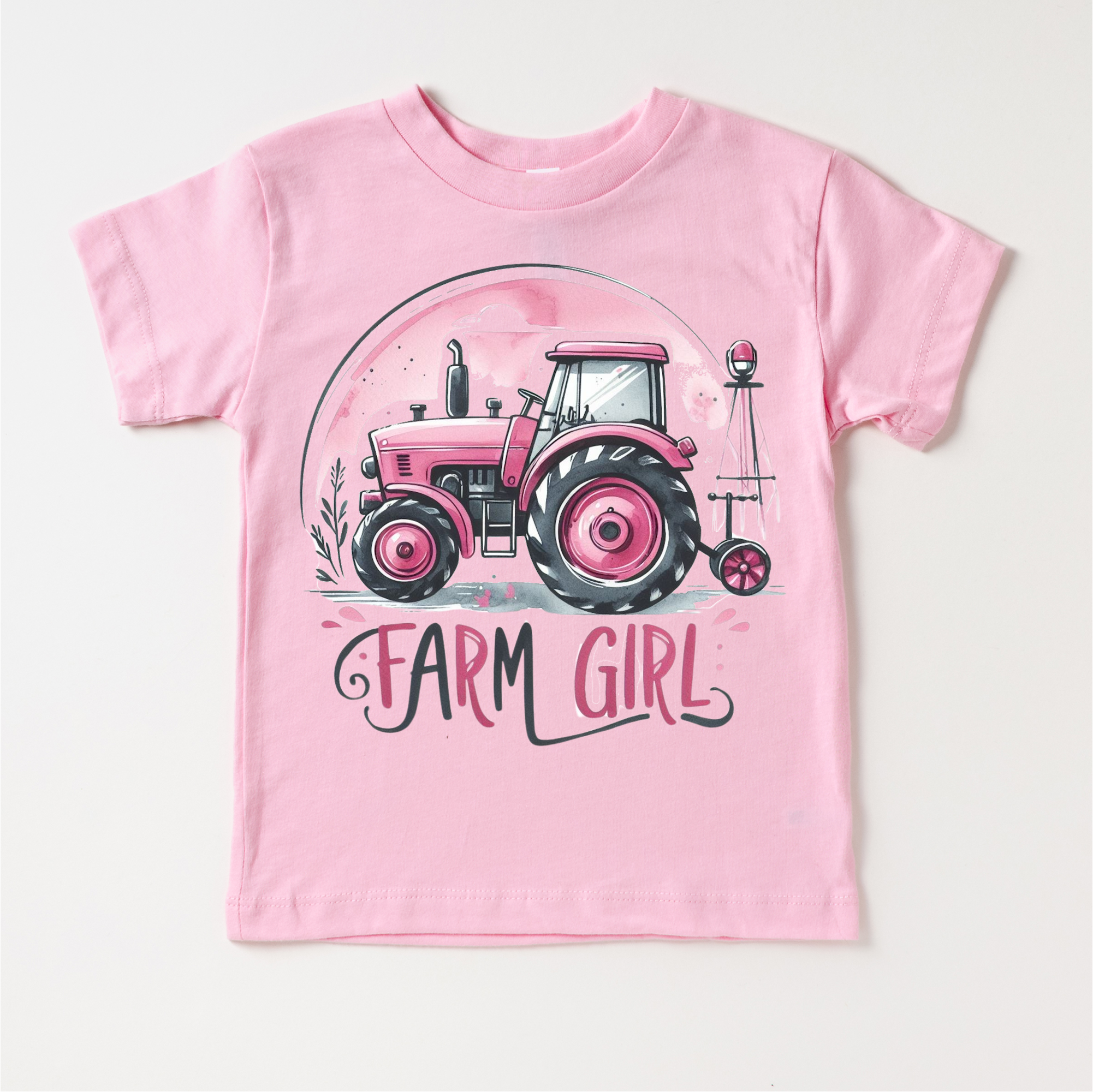 Farm Girl Pink Tractor Shirt - Girls Tractor Shirt