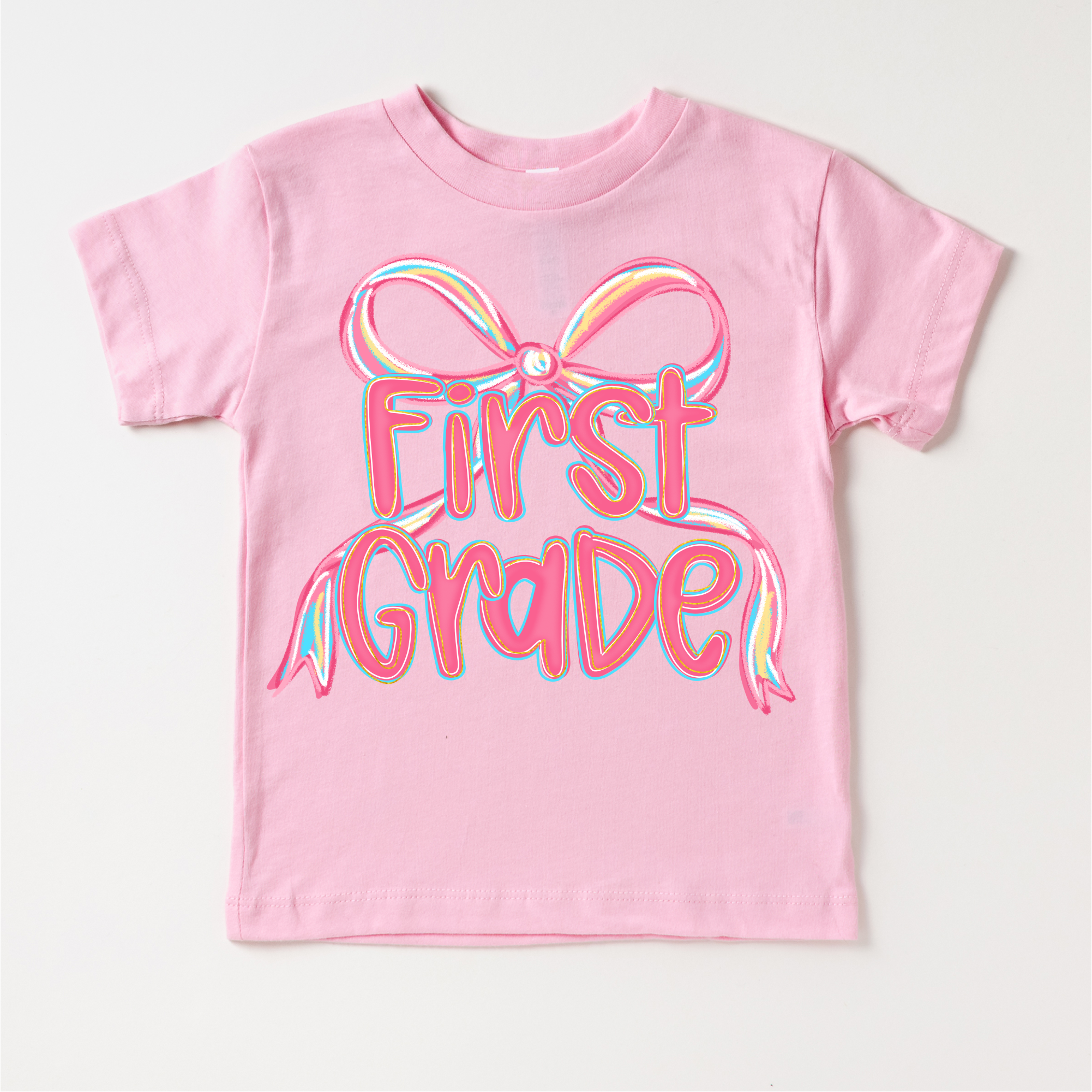 Girls 1st Grade Bow Back To School Shirt - First Day Of School Tee