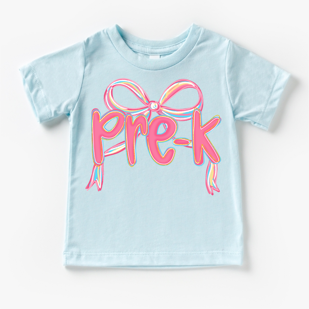 Girls Pre-K Bow Back To School Shirt - First Day Of School Tee