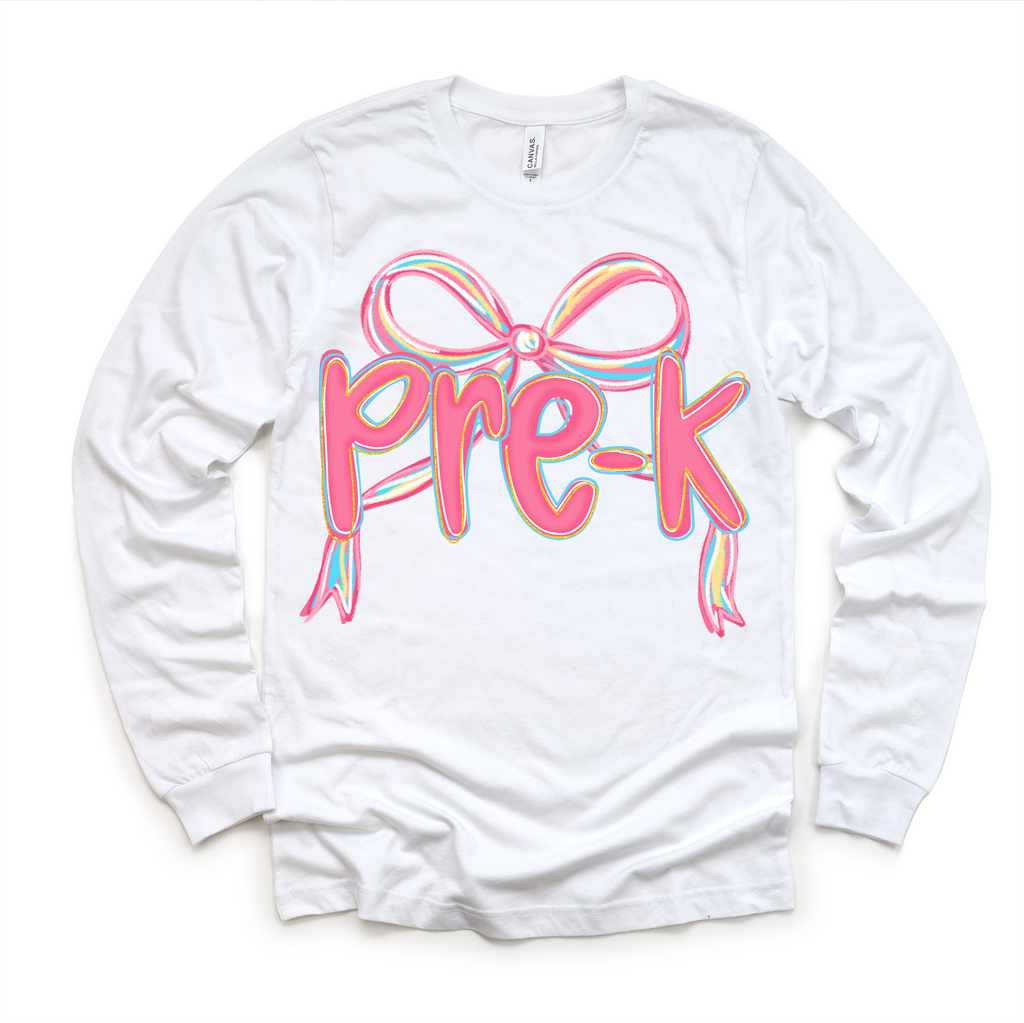 Girls Pre-K Bow Back To School Shirt - First Day Of School Tee