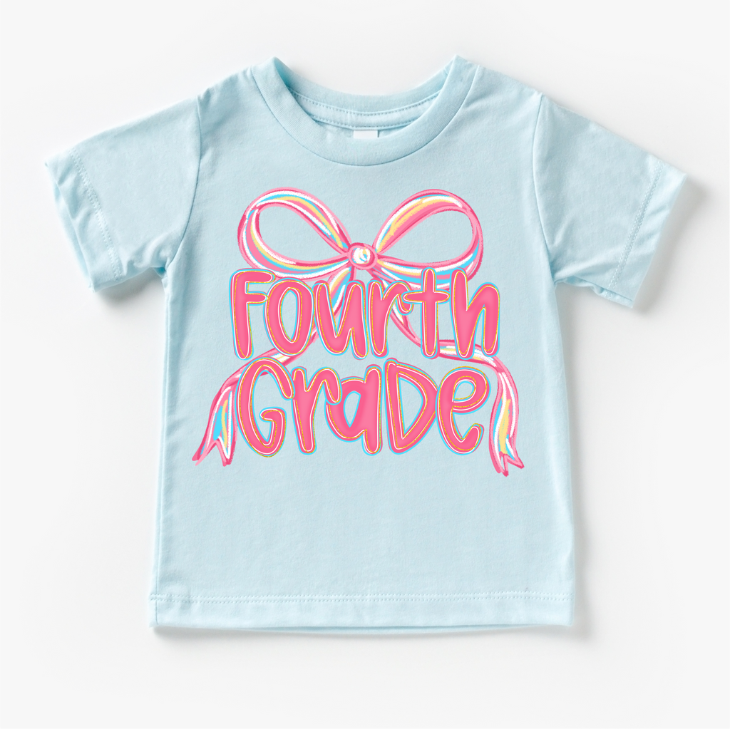 Girls Fourth Bow Back To School Shirt - First Day Of School Tee