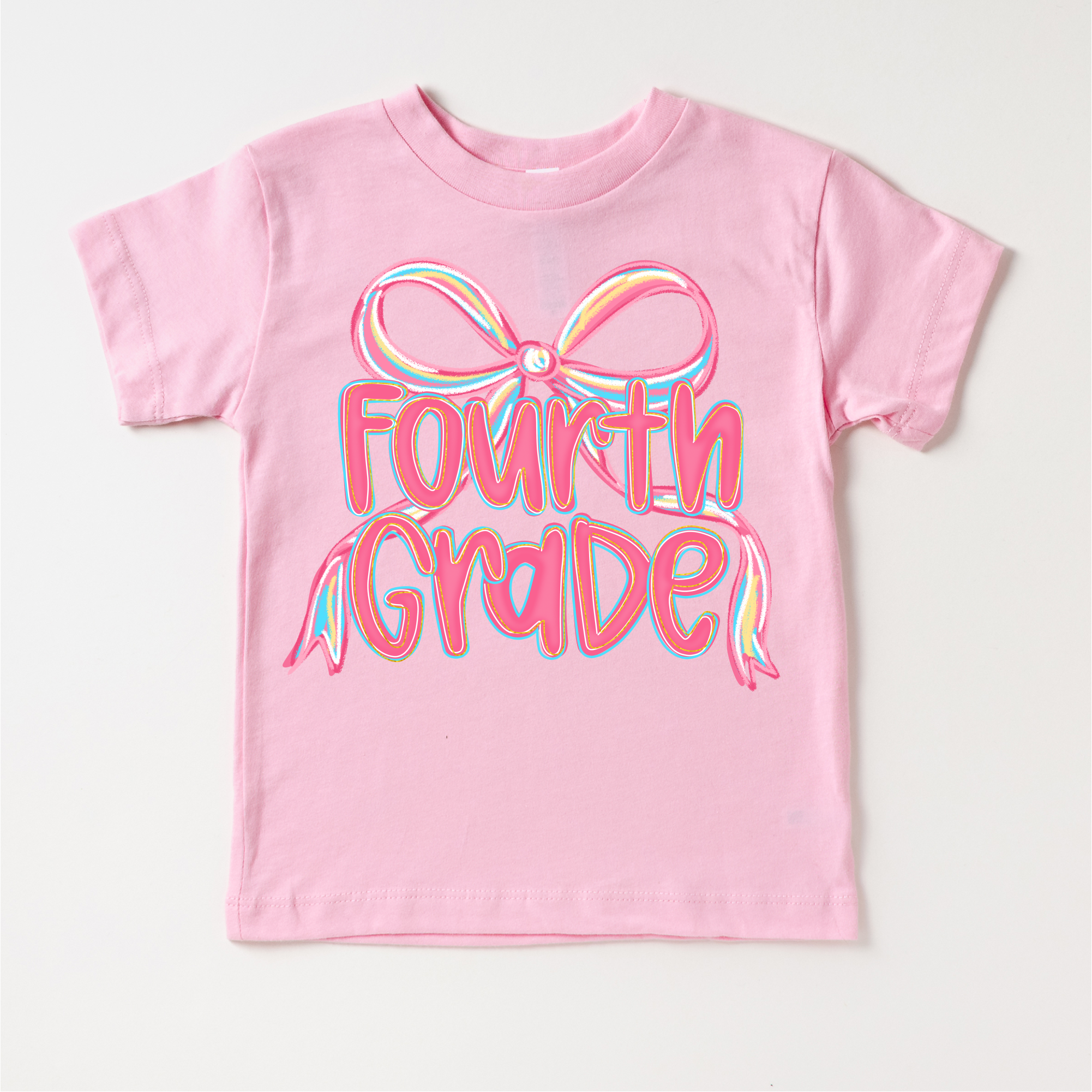 Girls Fourth Bow Back To School Shirt - First Day Of School Tee