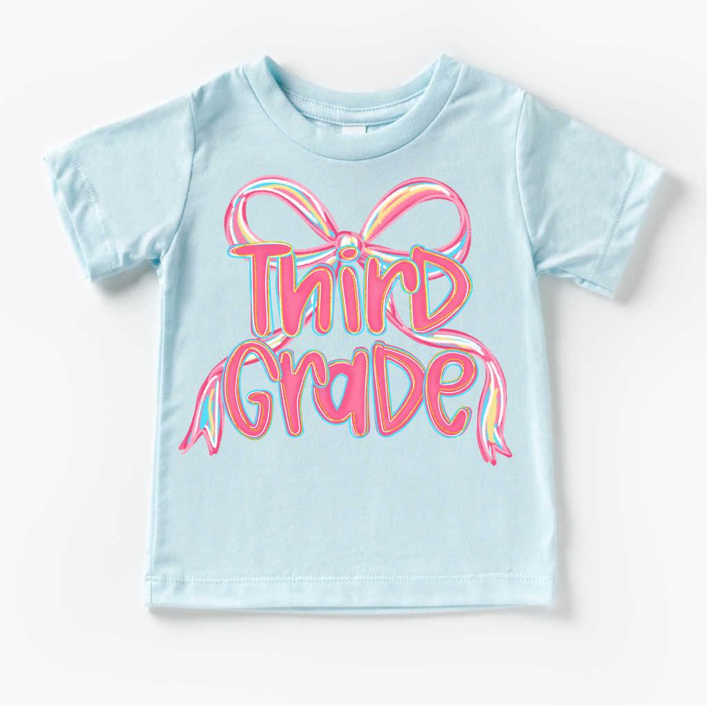 Girls 3rd Grade Bow Back To School Shirt - First Day Of School Tee