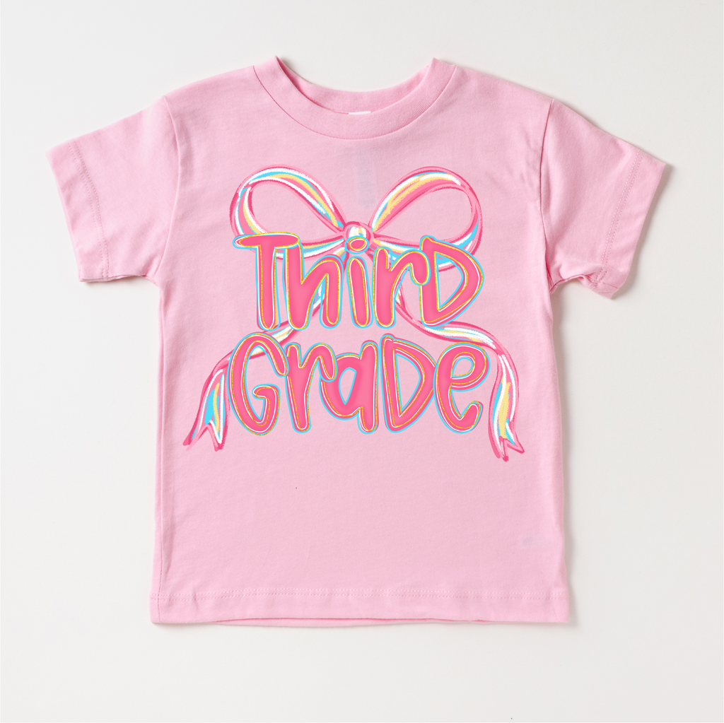 Girls 3rd Grade Bow Back To School Shirt - First Day Of School Tee