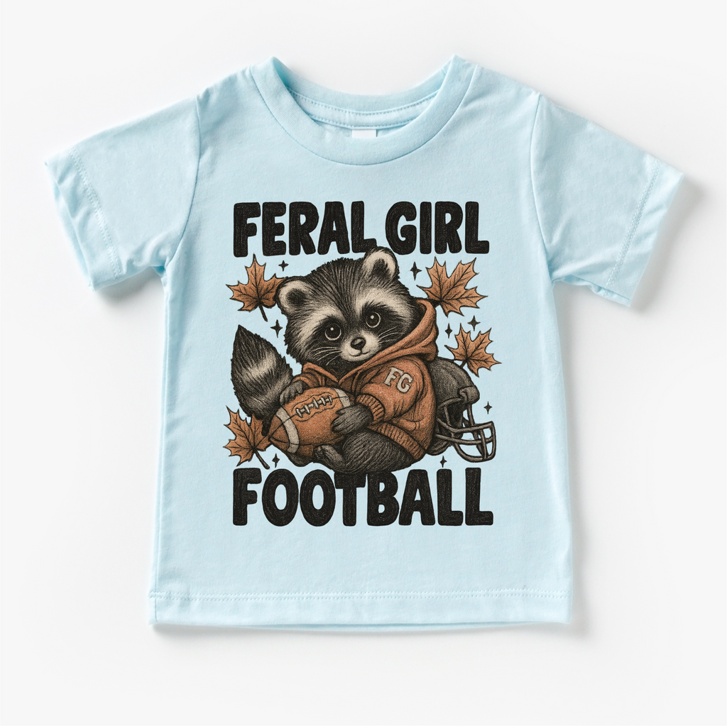 Feral Girl Football Racoon Shirt - Football Tee