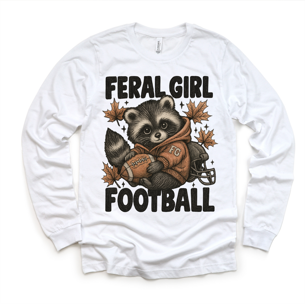 Feral Girl Football Racoon Shirt - Football Tee