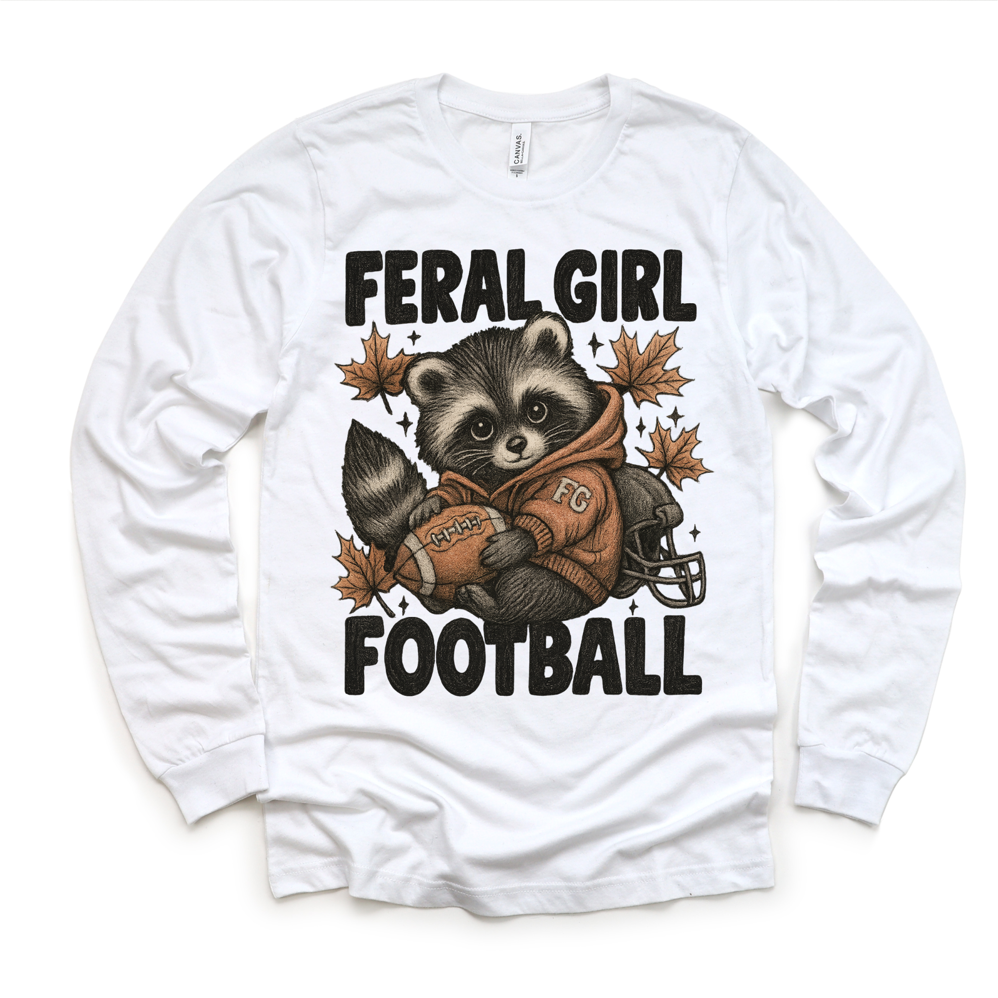 Feral Girl Football Racoon Shirt - Football Tee