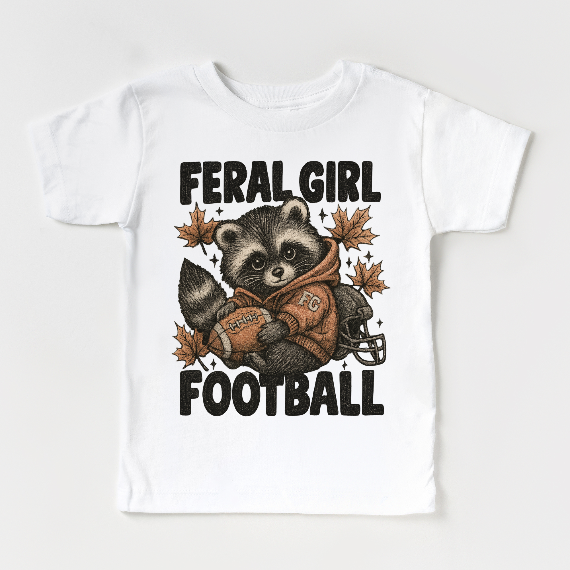 Feral Girl Football Racoon Shirt - Football Tee
