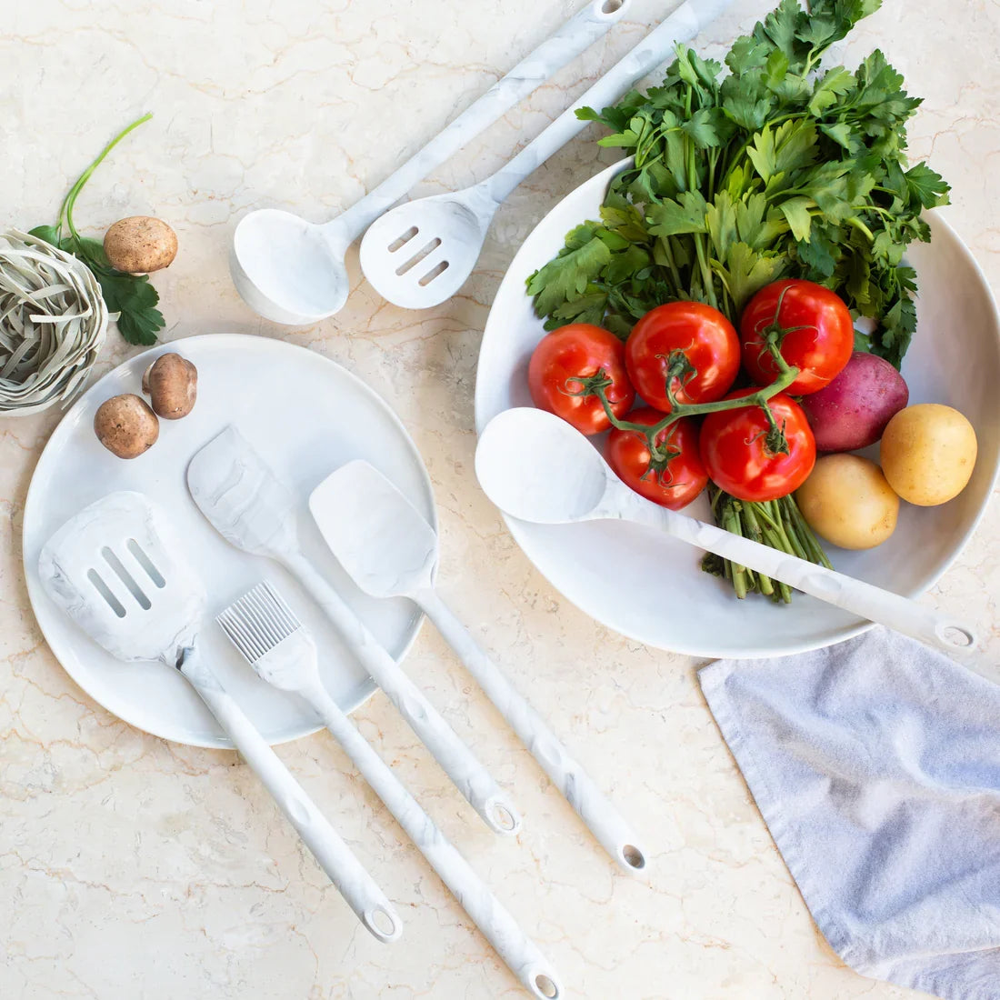 Marble Silicone Slotted Spoon 13''