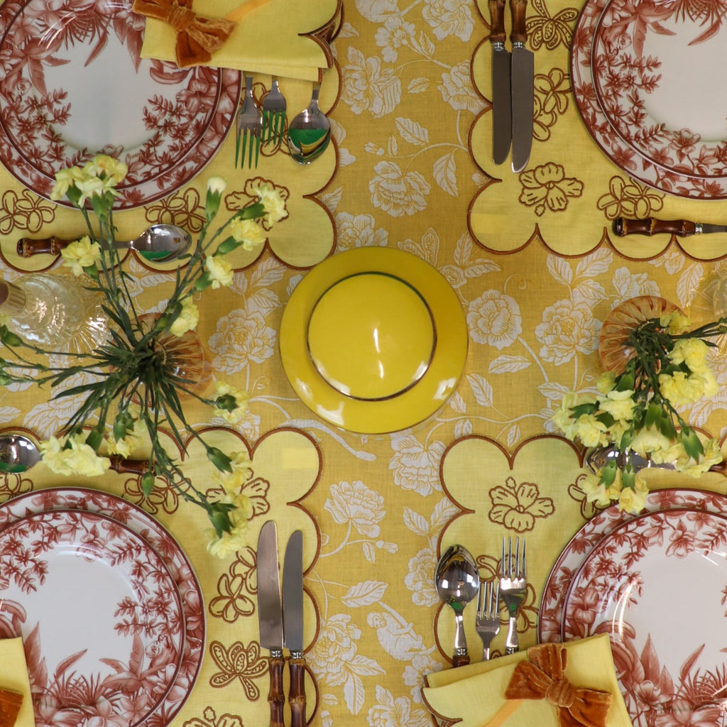 100% Premium Linen - Marigold Flora Parlour Tablecloth