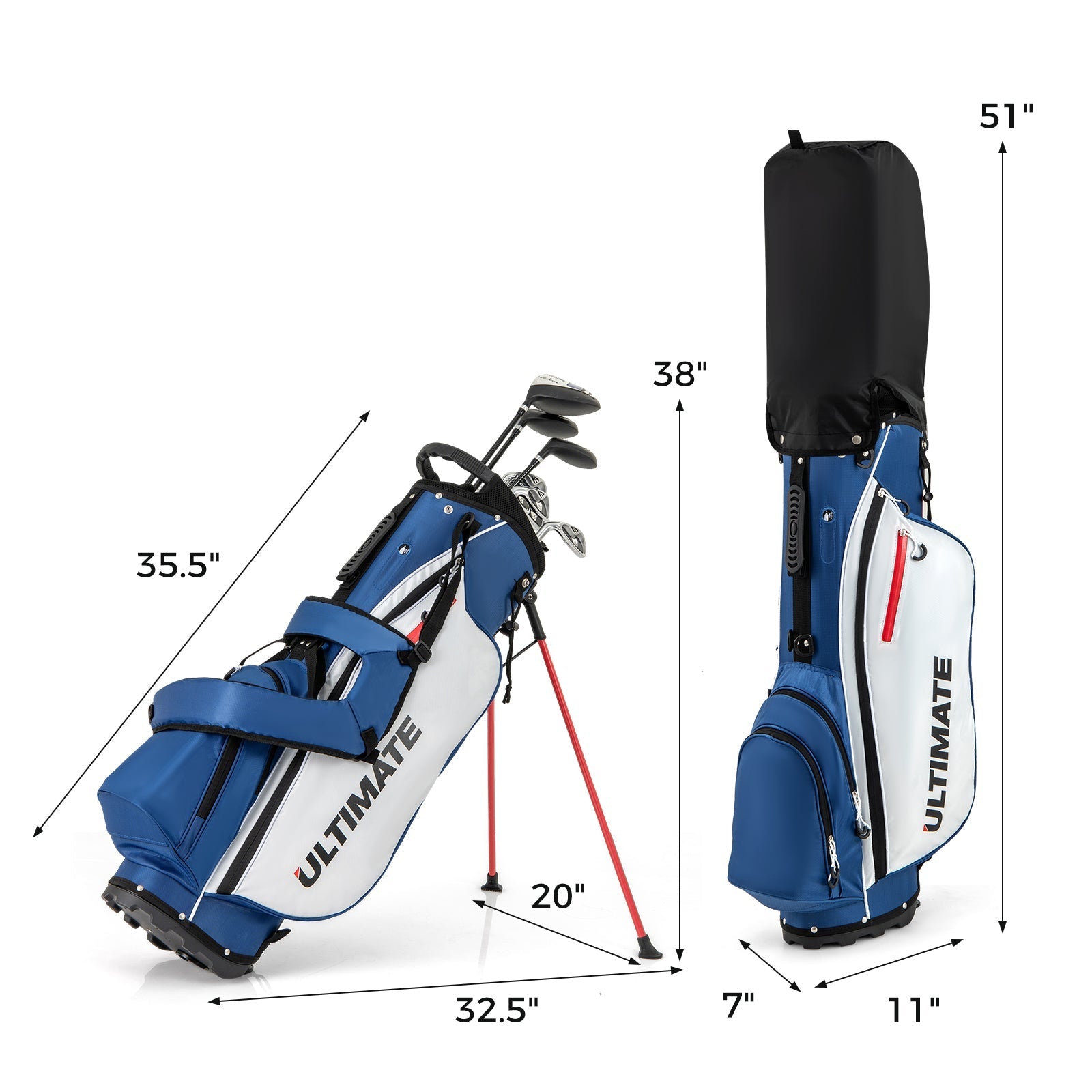 Mens LeftHanded Complete Golf Clubs and Bag Set Portable Lightweight Golf Stand Bag