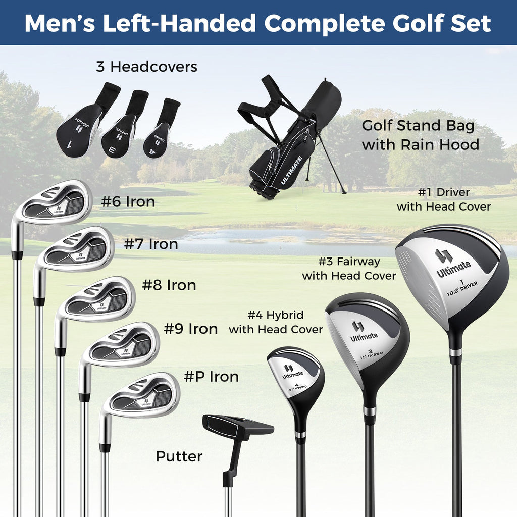 Mens LeftHanded Complete Golf Clubs and Bag Set Portable Lightweight Golf Stand Bag