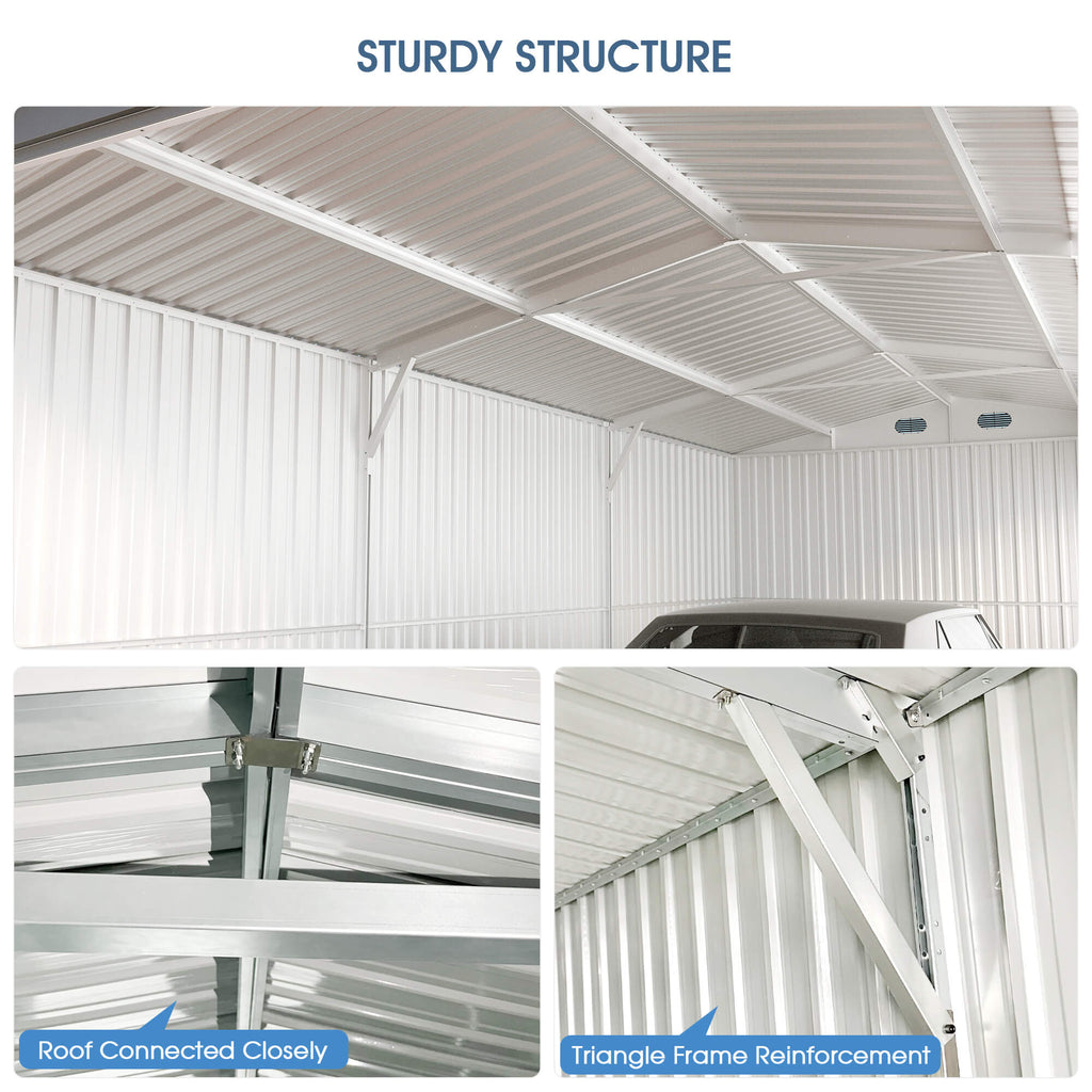 13'x20' Metal Shed with Double Front Doors & Side Entry Door