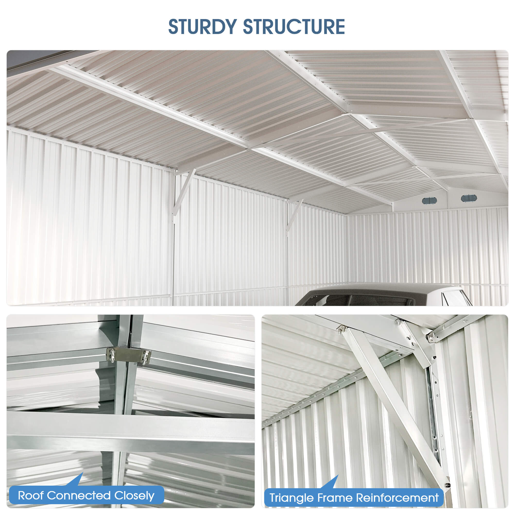 13'x20' Metal Shed with Double Front Doors & Side Entry Door