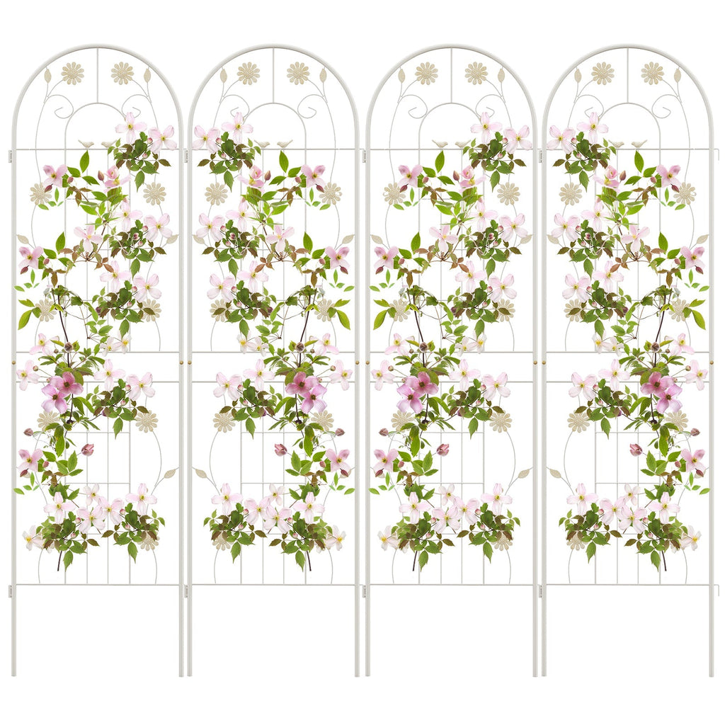 4 Pack 71 x 20 Inches Metal Garden Trellis for Climbing Plants-White