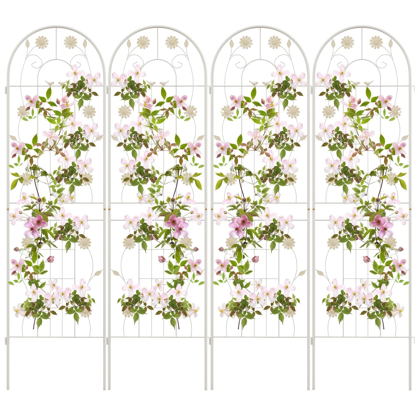 4 Pack 71 x 20 Inches Metal Garden Trellis for Climbing Plants-White