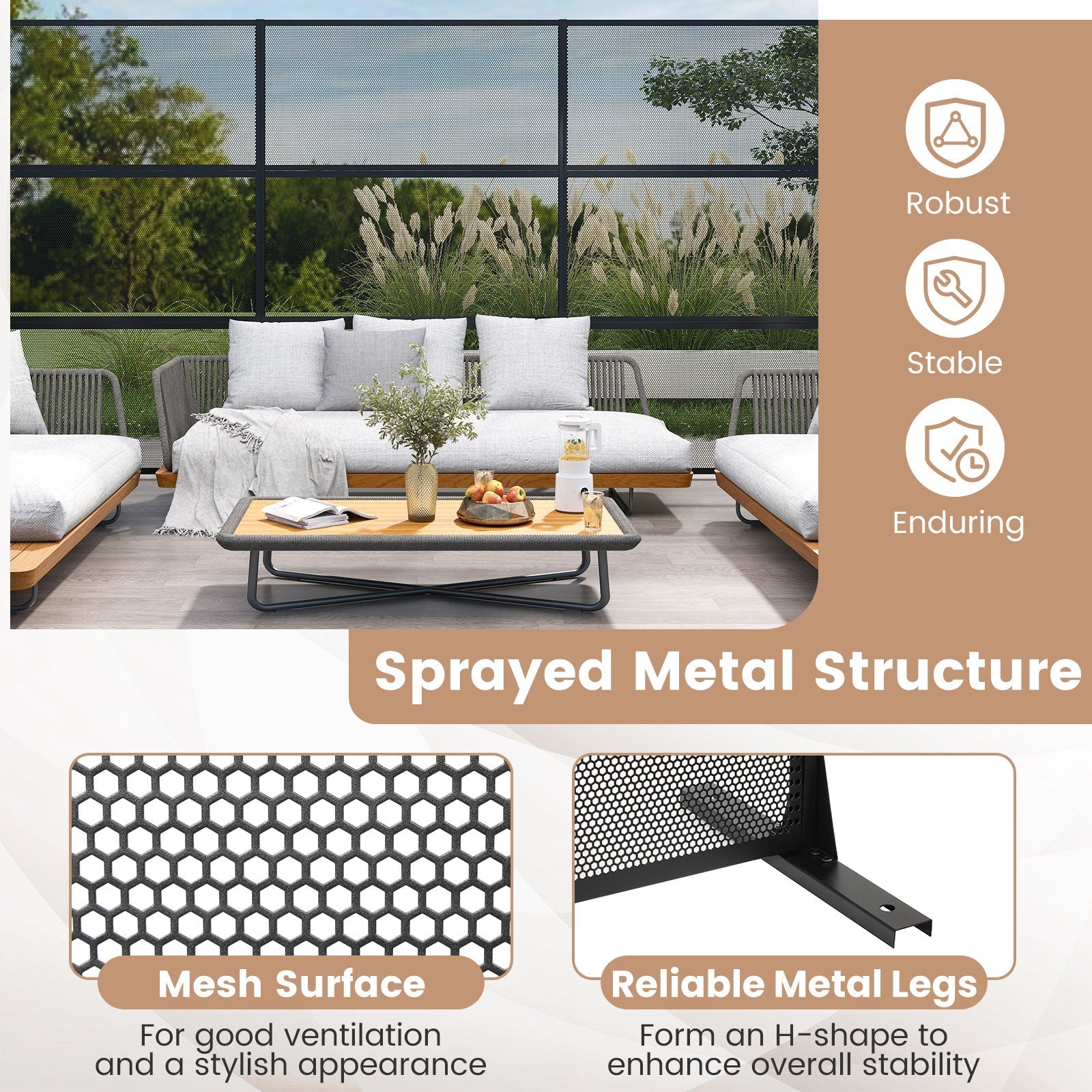Metal Privacy Screen with Expansion Bolts and Connection Screws-Black
