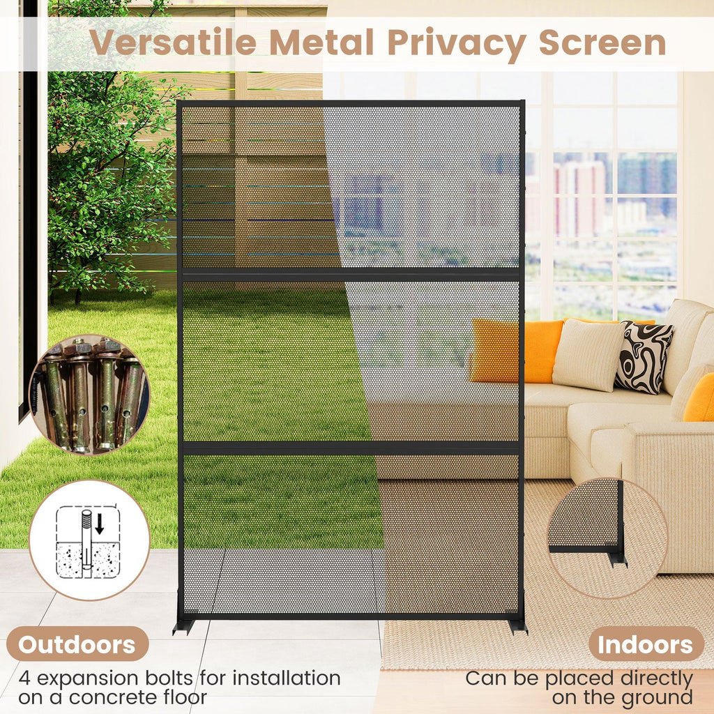 Metal Privacy Screen with Expansion Bolts and Connection Screws-Black