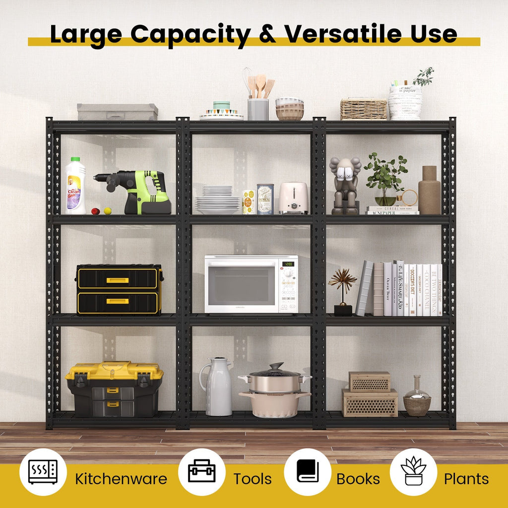 4-Tier Metal Shelving Unit with Anti-slip Foot Pad and Anti-tipping Device