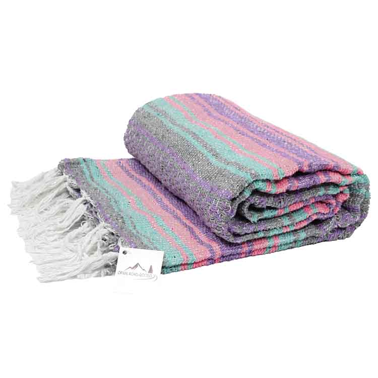 Grey & Coral Mint Mexican Falsa Blanket
