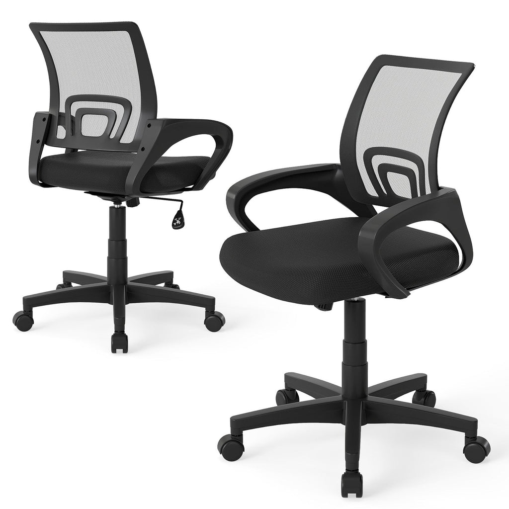 Mid-Back Mesh Office Chair Ergonomic Computer Chair with Lumbar Support-Black