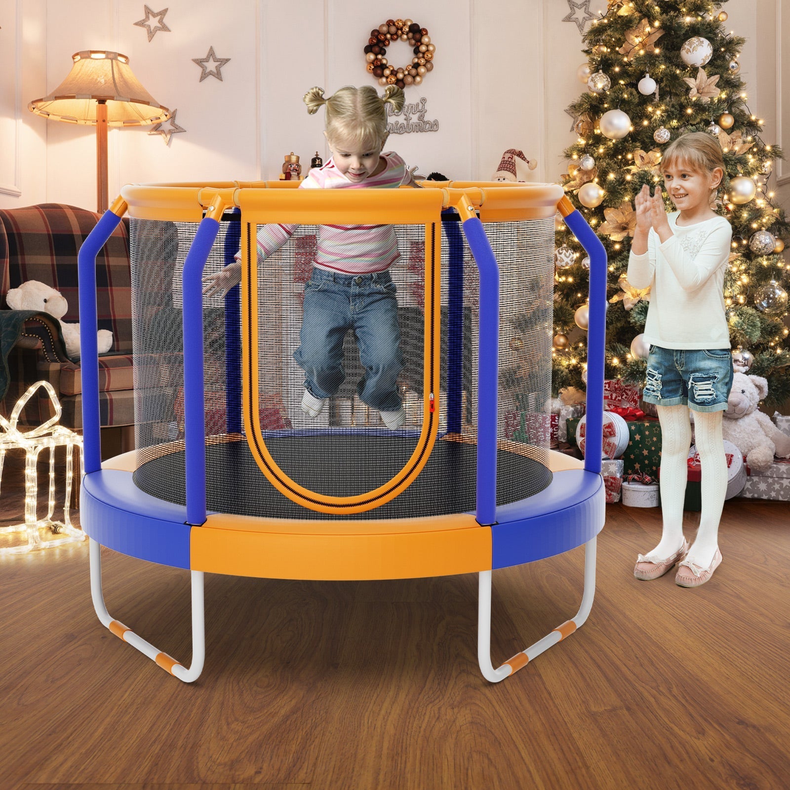 Mini Trampoline with Enclosure and Heavy-duty Metal Frame