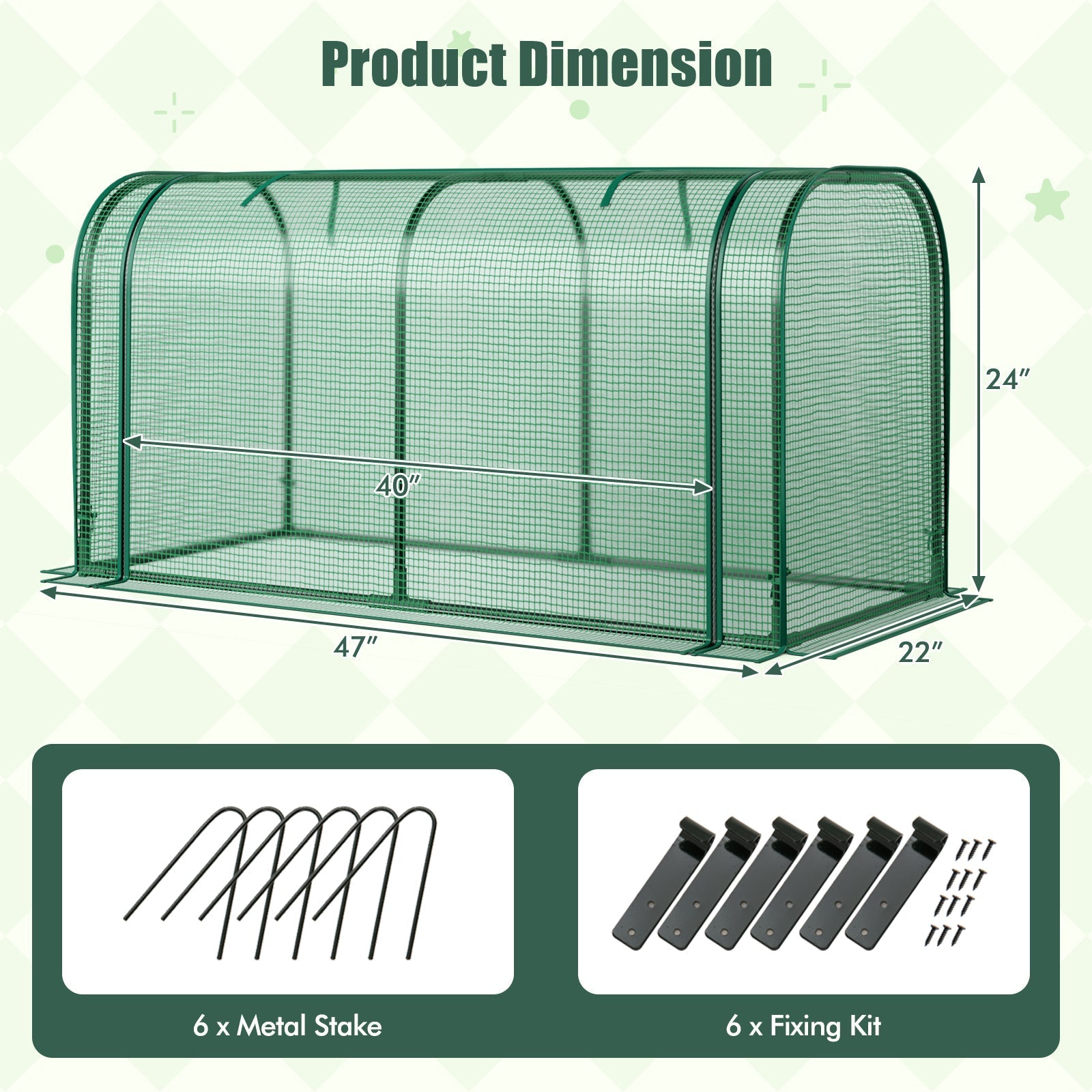 Mini Tunnel Greenhouse with Roll-up Zipper Door