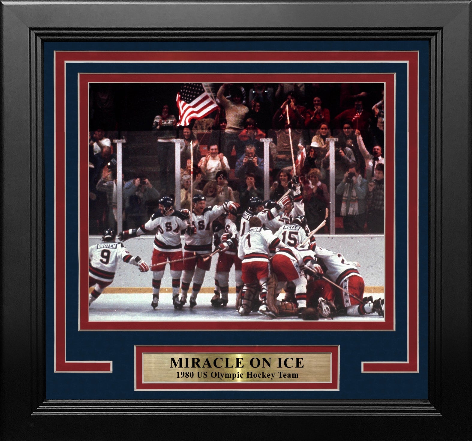 1980 USA Miracle on Ice Olympic Hockey Framed & Matted Photo
