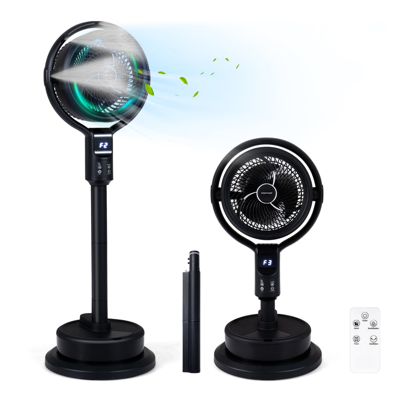 Misting Pedestal Fan Air Circulator with 90° Auto Oscillation Floor Standing Fan with 8 Speeds