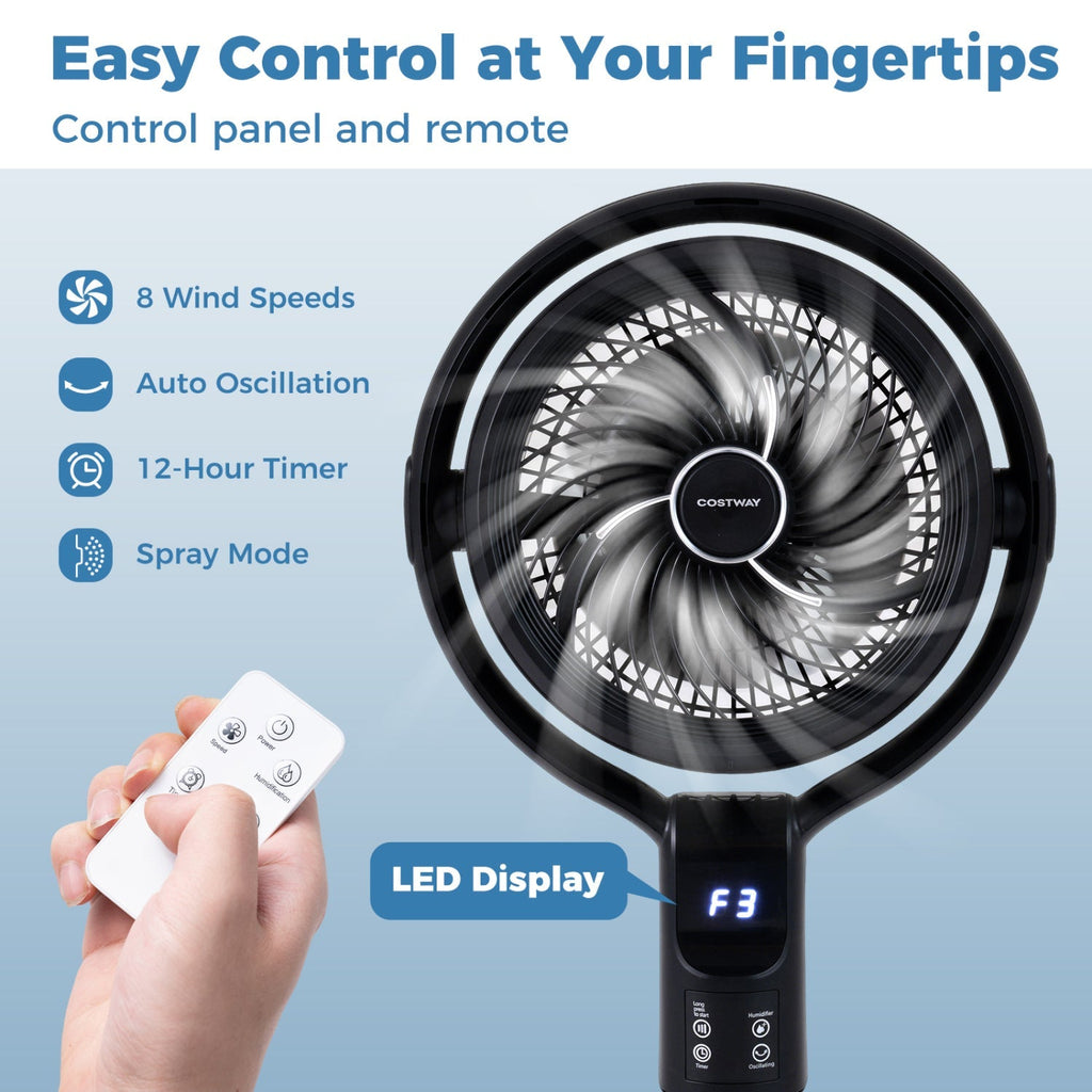 Misting Pedestal Fan Air Circulator with 90° Auto Oscillation Floor Standing Fan with 8 Speeds