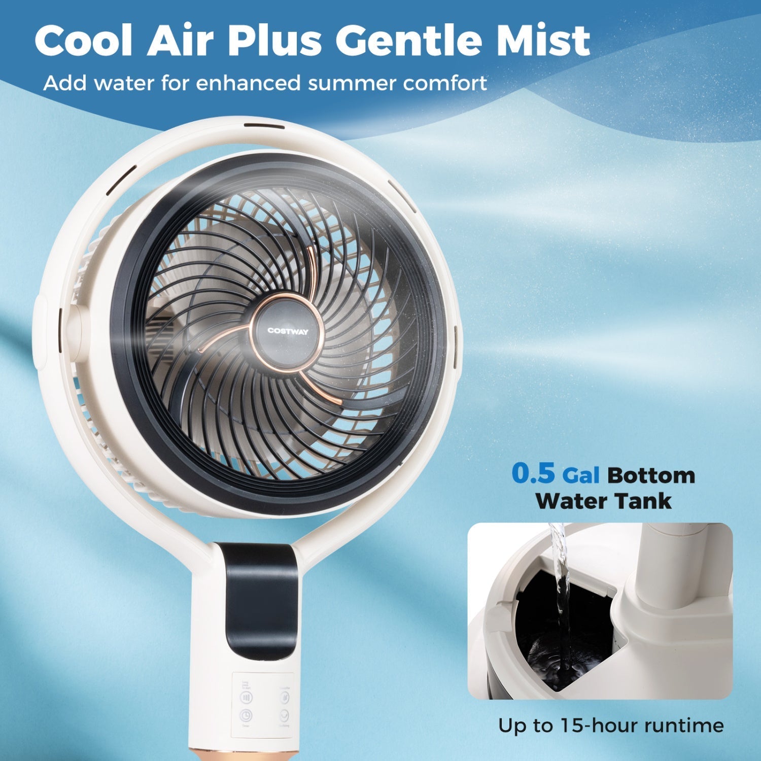 Misting Pedestal Fan Air Circulator with 90° Auto Oscillation Floor Standing Fan with 8 Speeds