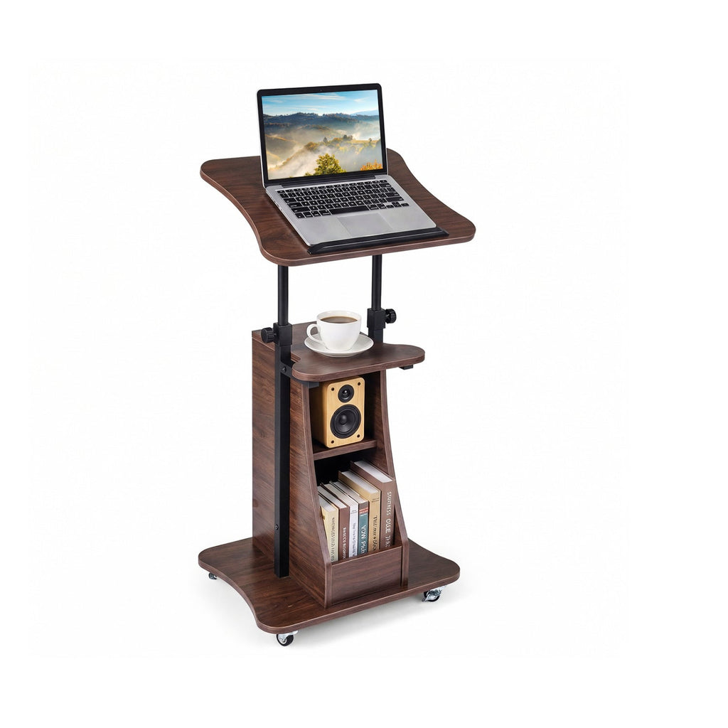 Sit-to-Stand Laptop Desk Cart Height Adjustable with Storage