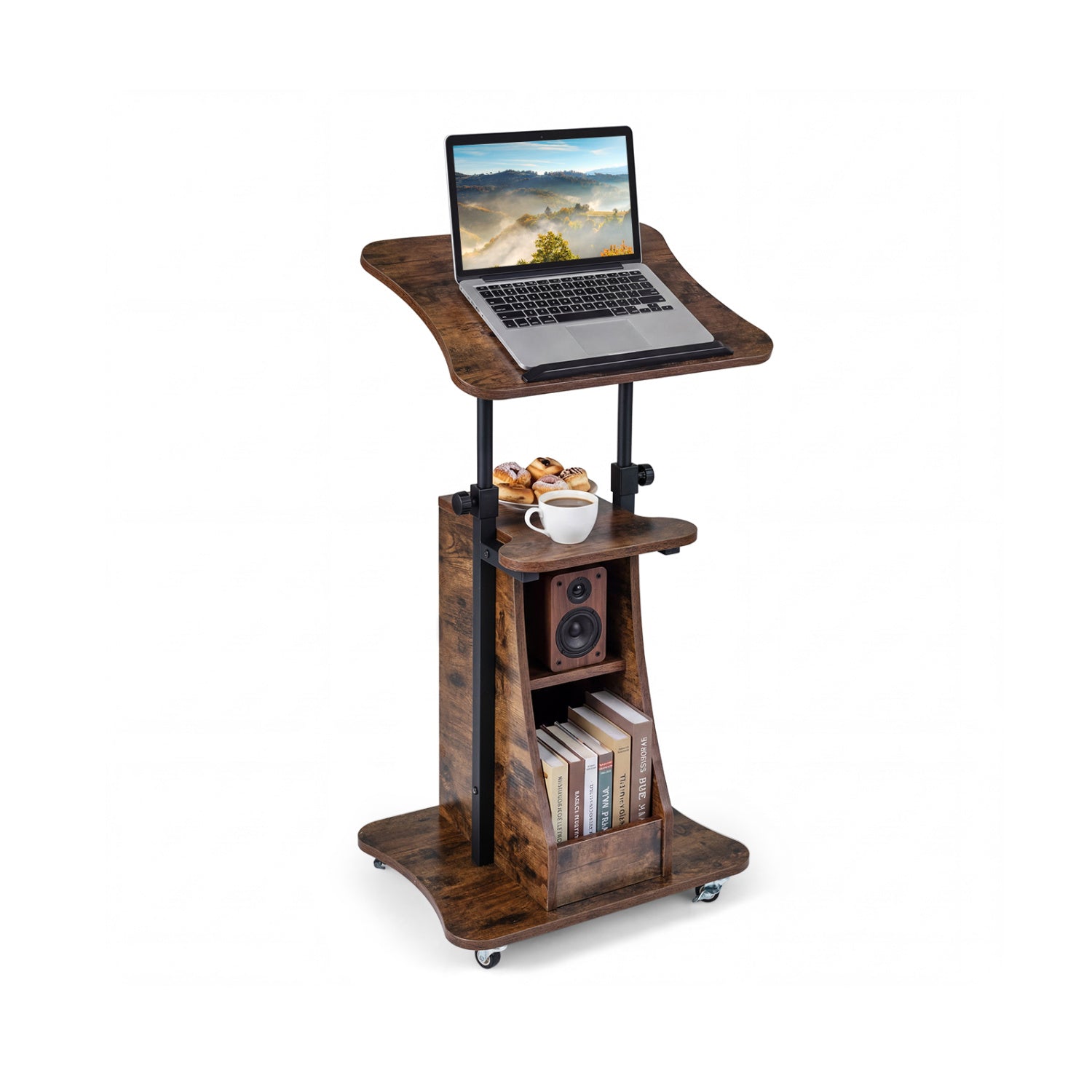 Sit-to-Stand Laptop Desk Cart Height Adjustable with Storage