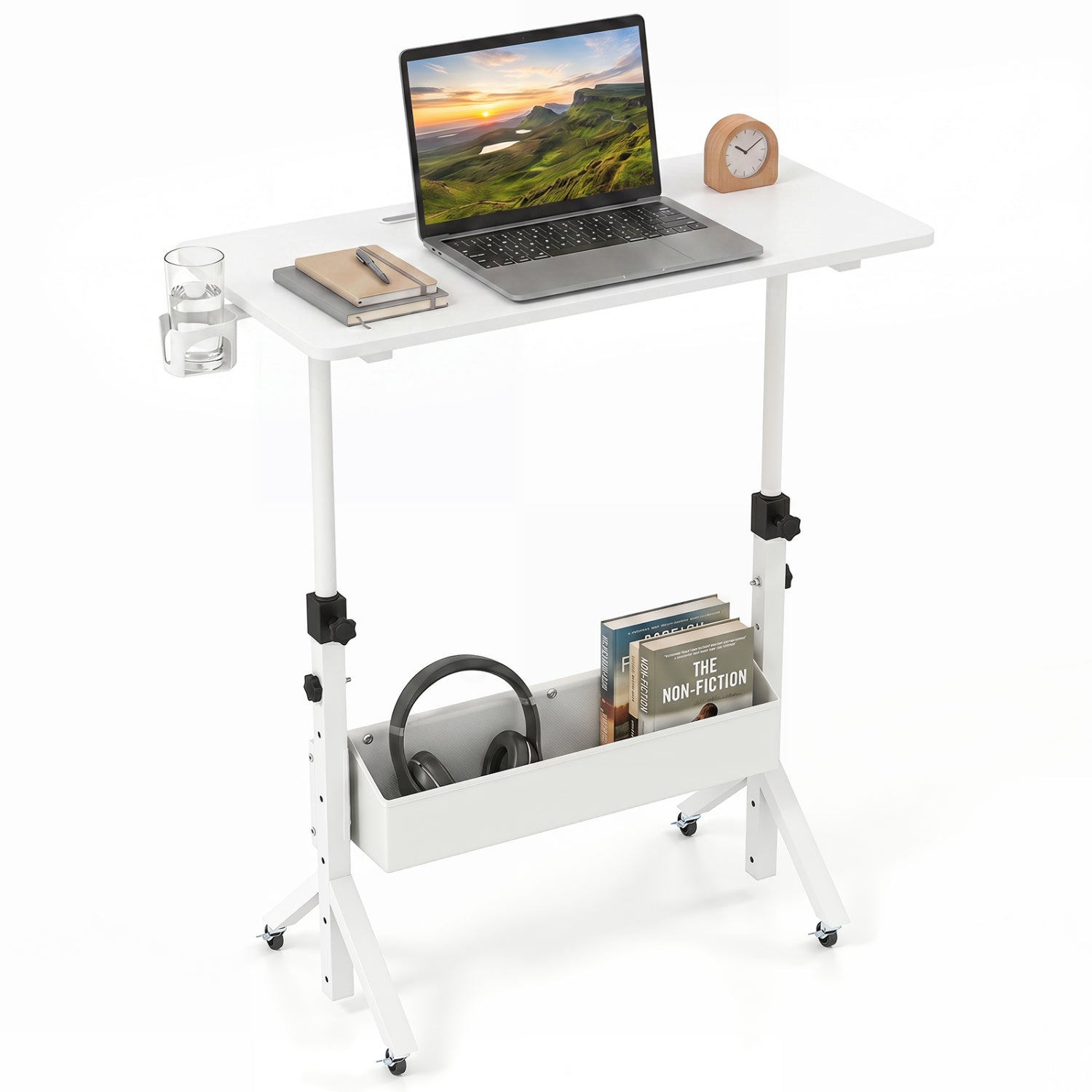 Mobile Standing Desk with Adjustable Height and Wheels