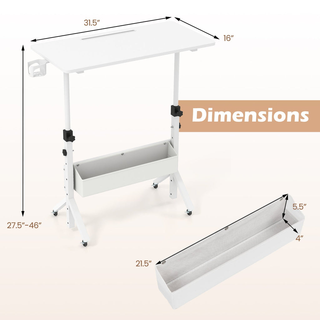 Mobile Standing Desk with Adjustable Height and Wheels