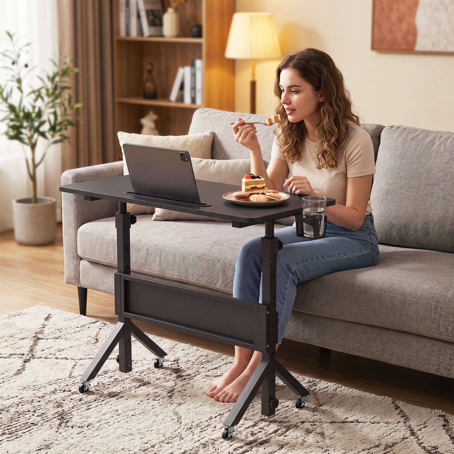 Mobile Standing Desk with Adjustable Height and Wheels
