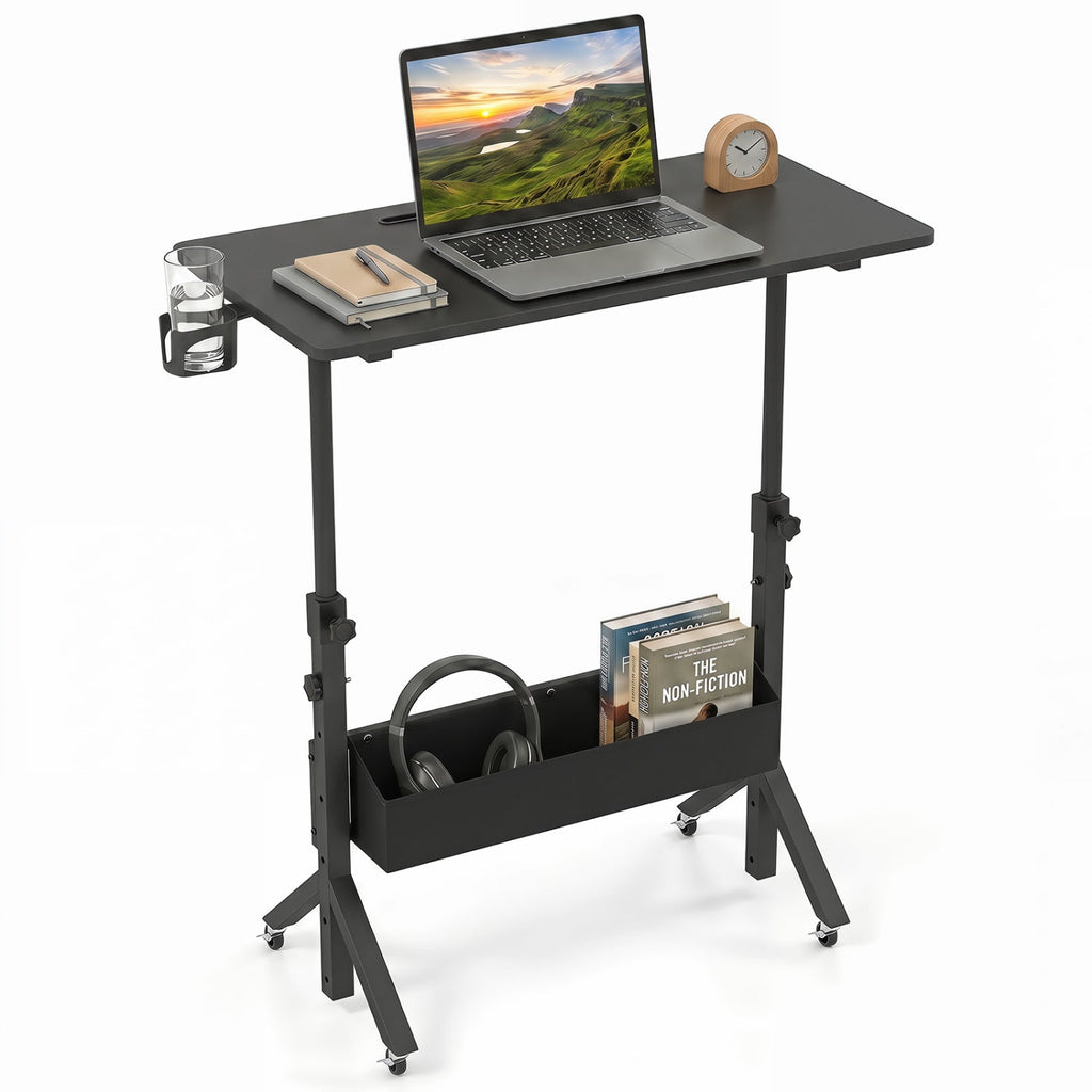 Mobile Standing Desk with Adjustable Height and Wheels