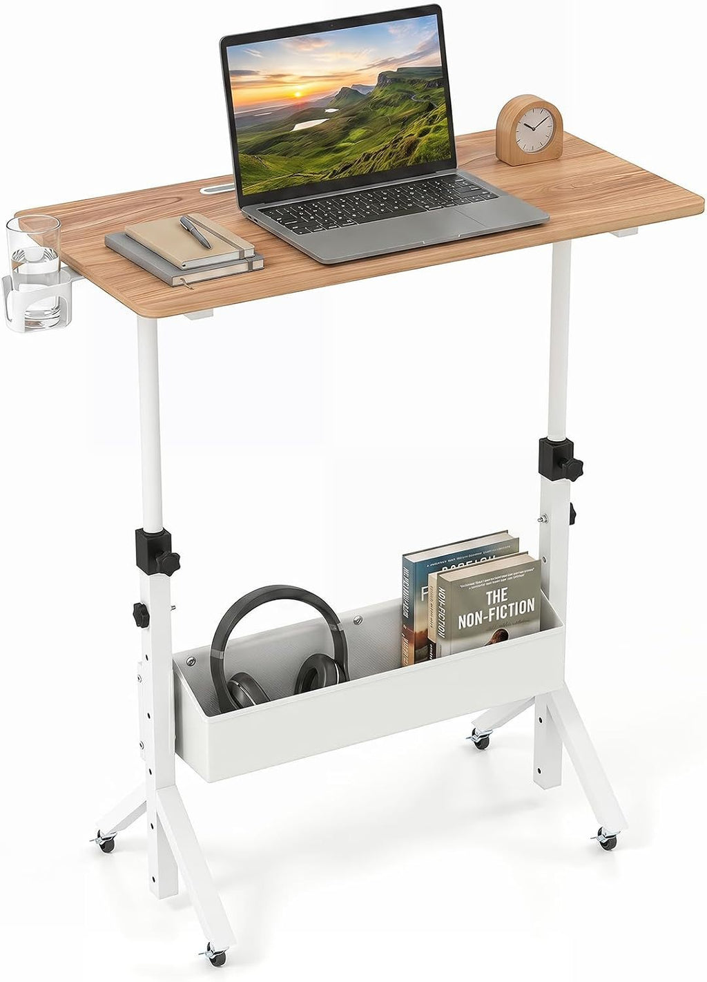 Mobile Standing Desk with Adjustable Height and Wheels