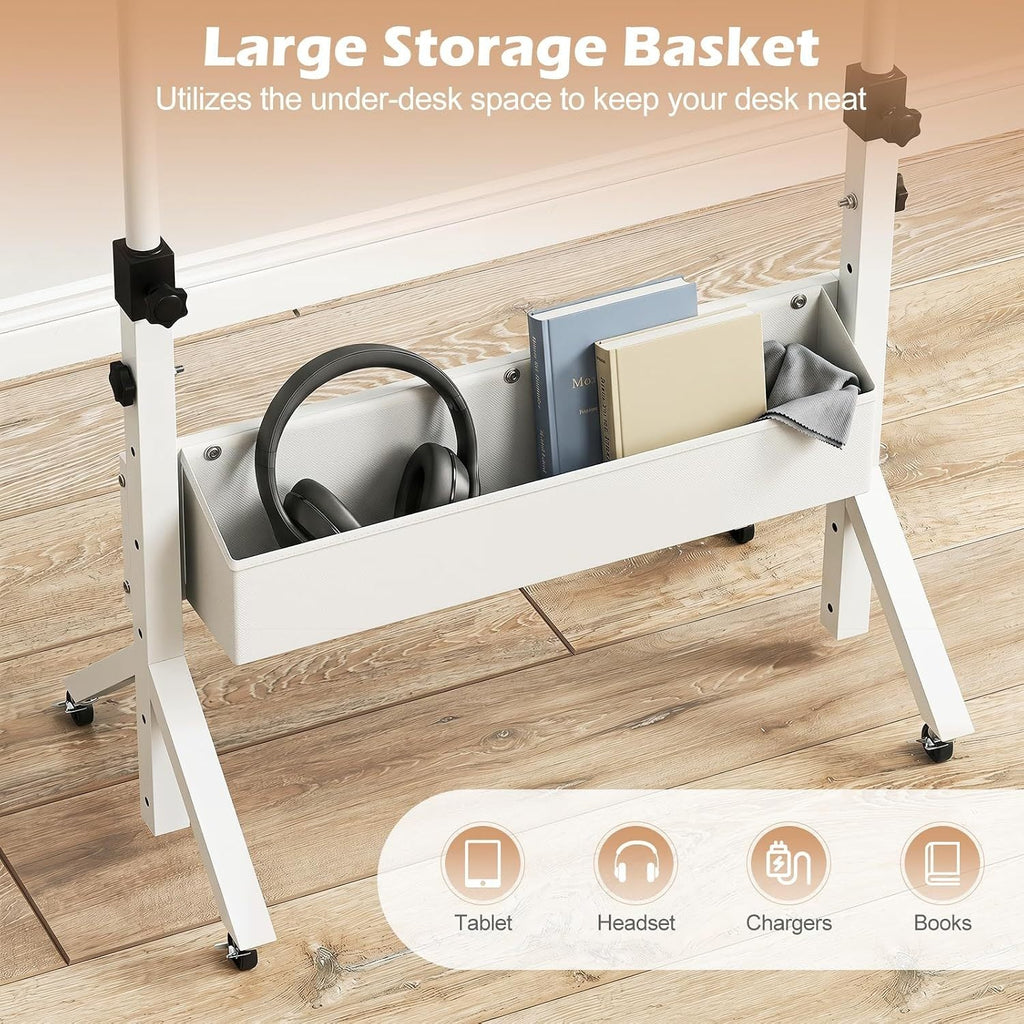 Mobile Standing Desk with Adjustable Height and Wheels