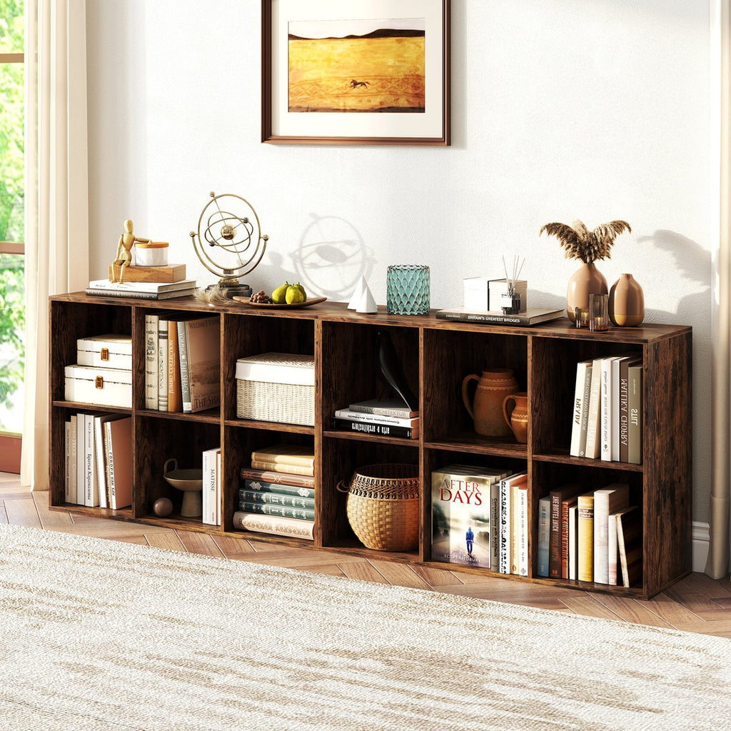 6-Cube Bookcase with Anti-Tipping Kit - Rustic Brown