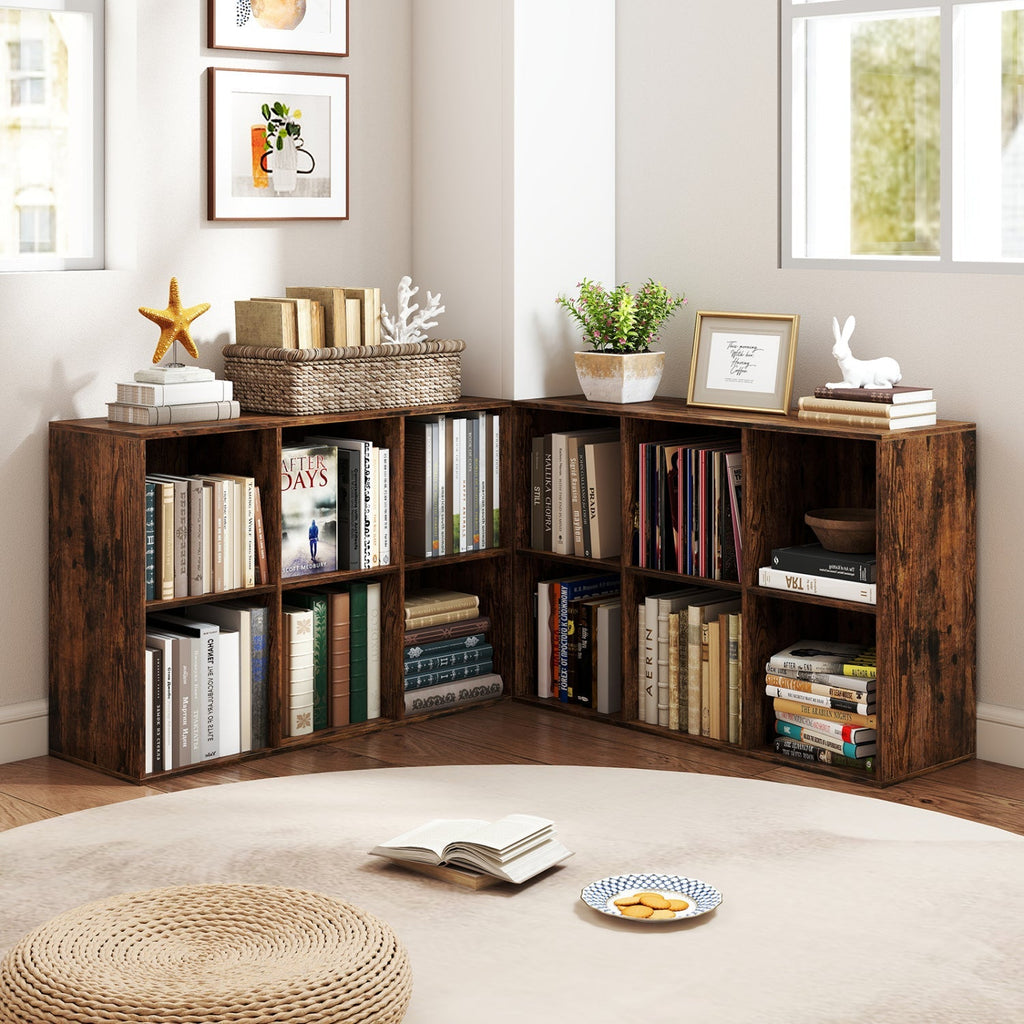 6-Cube Bookcase with Anti-Tipping Kit - Rustic Brown