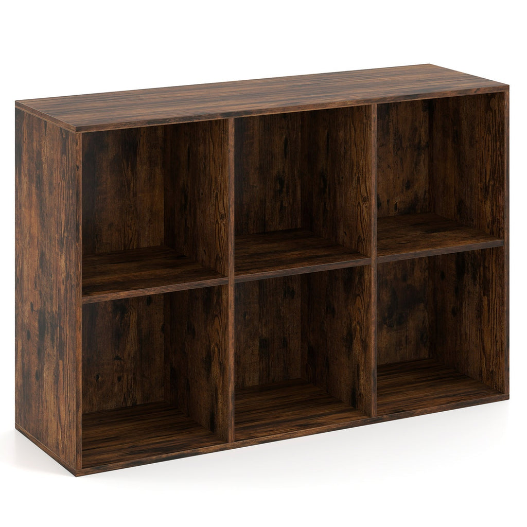 6-Cube Bookcase with Anti-Tipping Kit - Rustic Brown