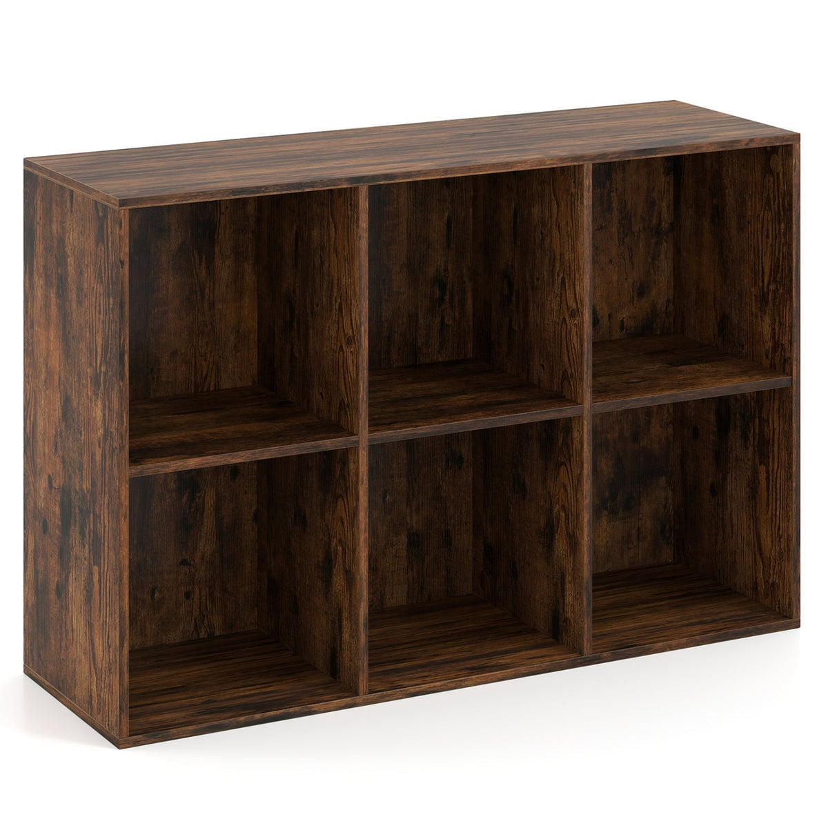 6-Cube Bookcase with Anti-Tipping Kit - Rustic Brown